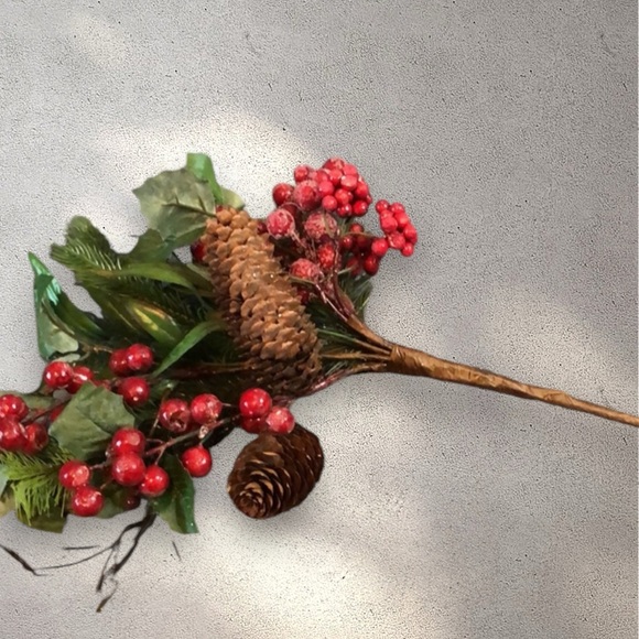 Holiday faux florals picks pinecone, berries, greenery lot of 10 various length - Picture 9 of 14
